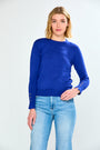 Woman wearing Crew Pullover With Button Cuffs