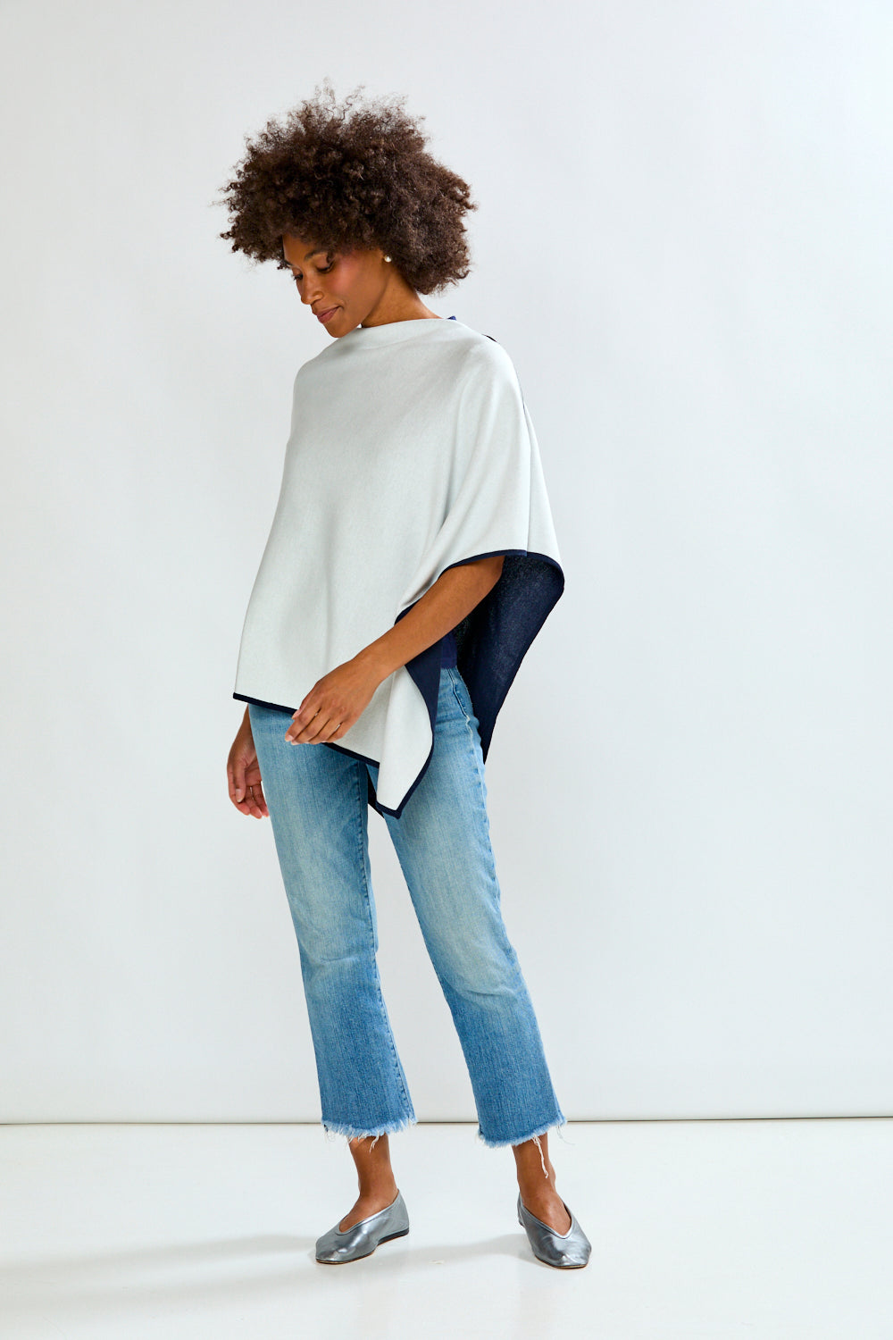 Woman wearing Two Tone Ruana