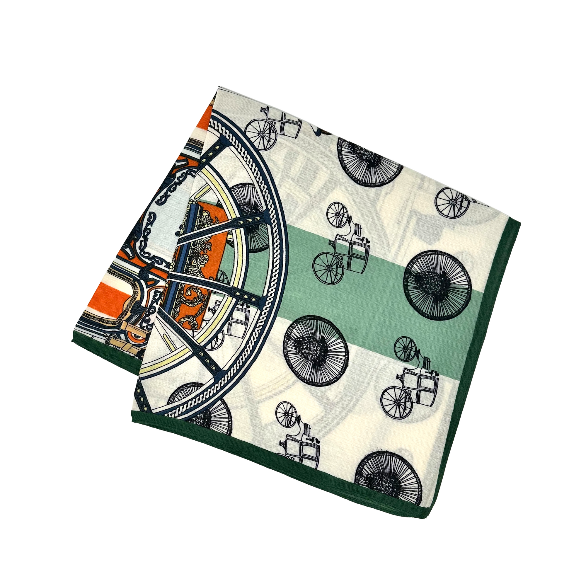 Two patterned napkins with vintage bicycle design on a white background
