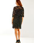 A black lace 3/4 sleeve dress 