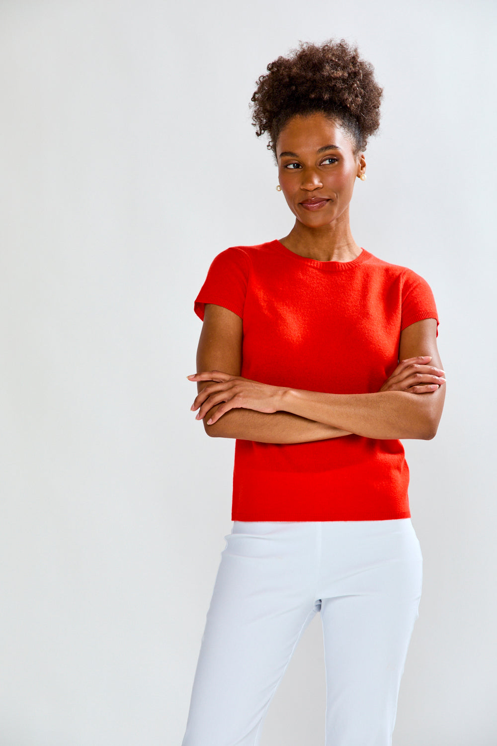 Woman wearing Cashmere Luxury Tee