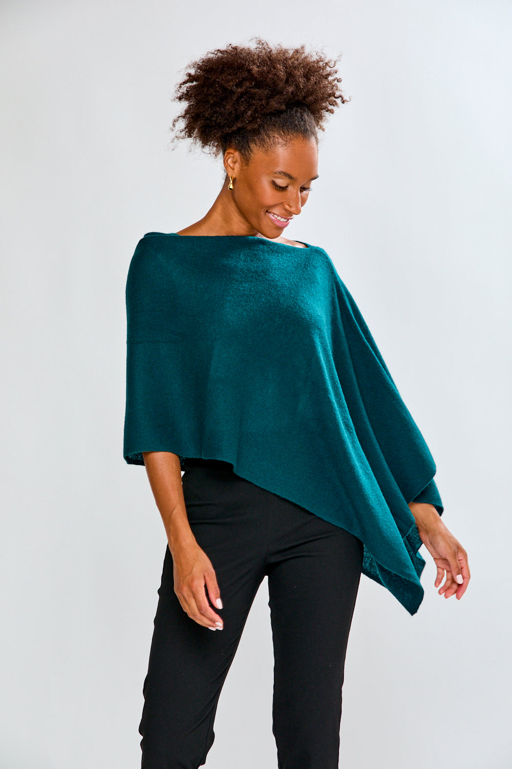 Evergreen cashmere ruana