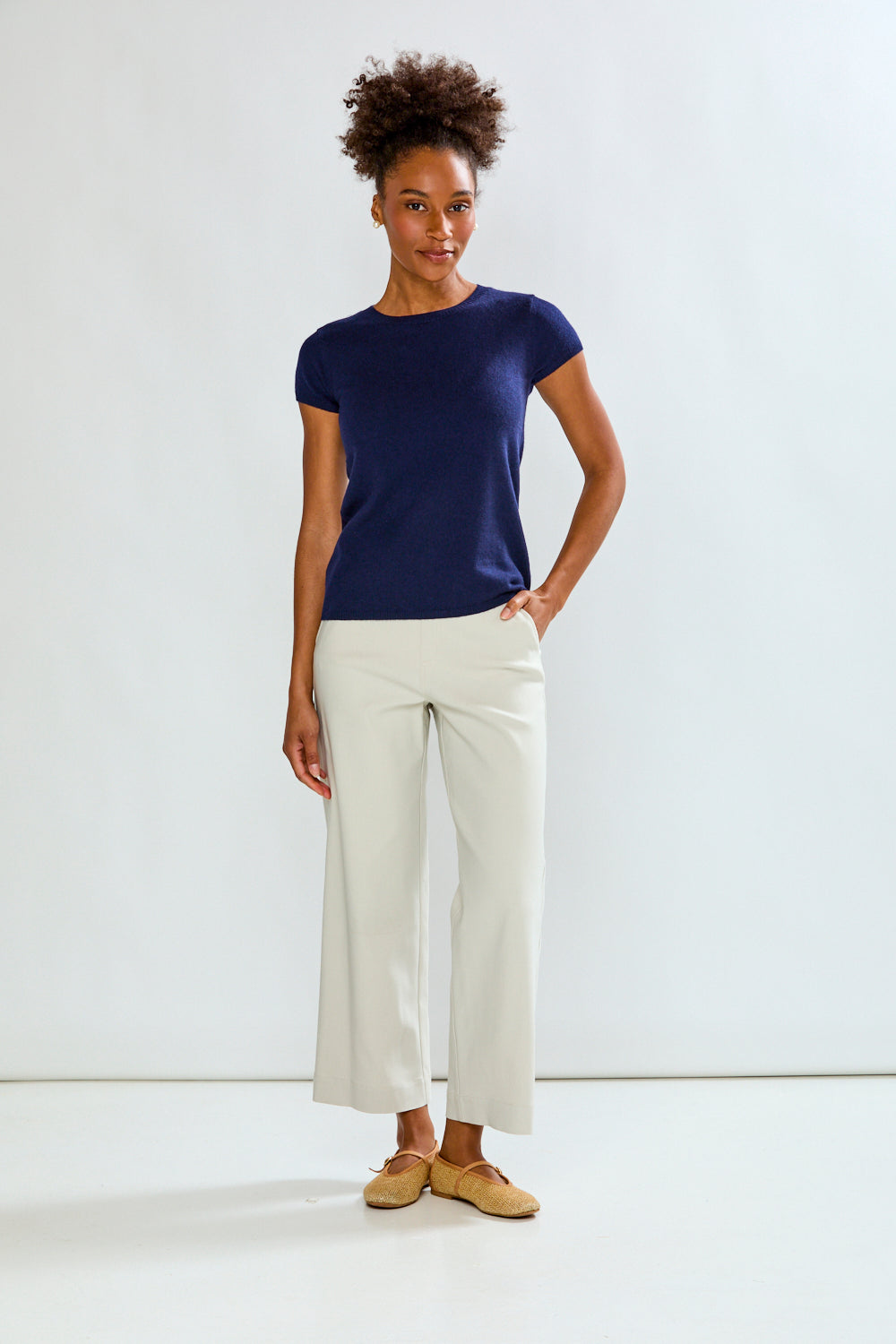 Woman wearing Cashmere Luxury Tee