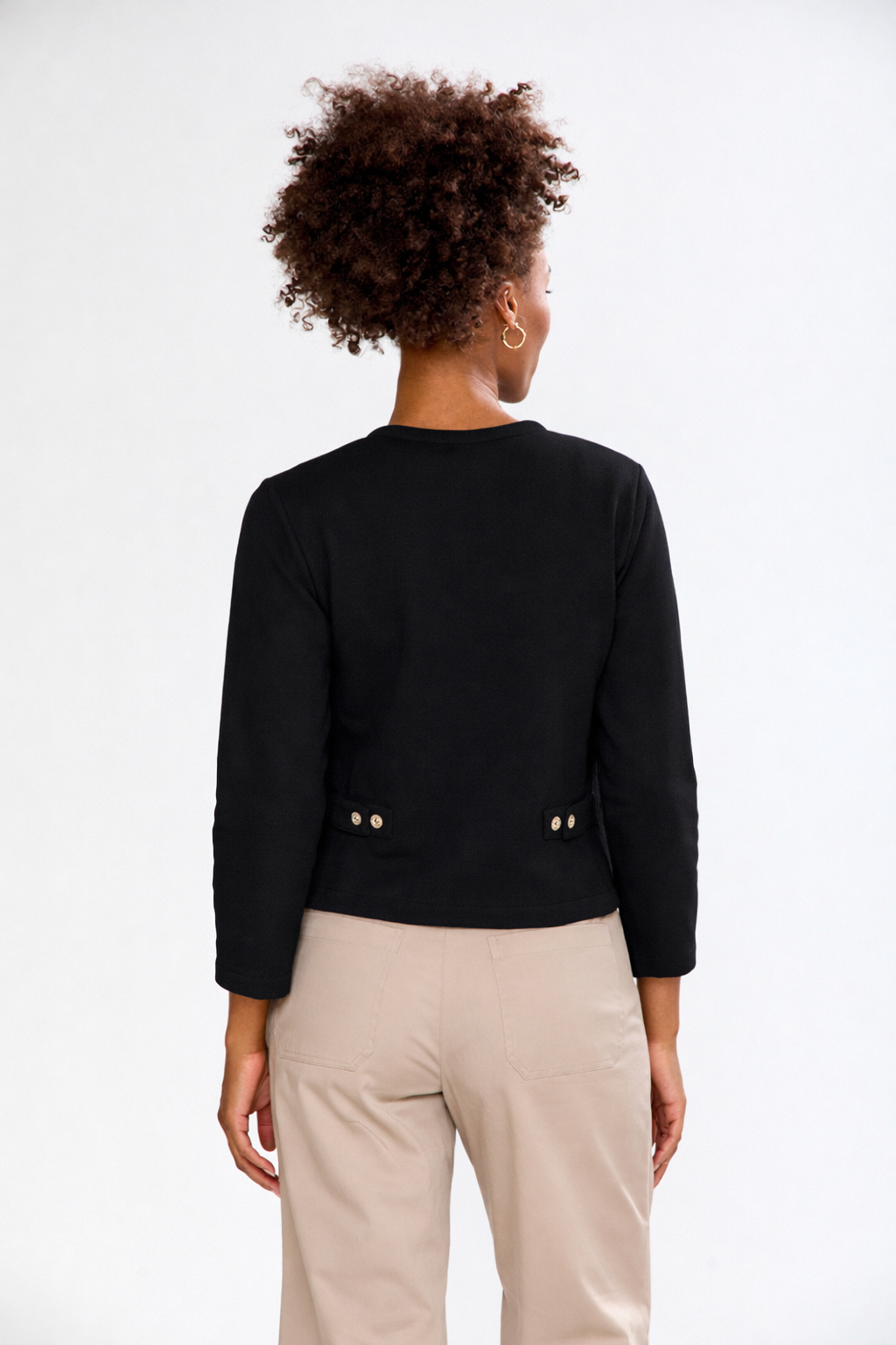 Woman wearing The Cove Knit Jacket