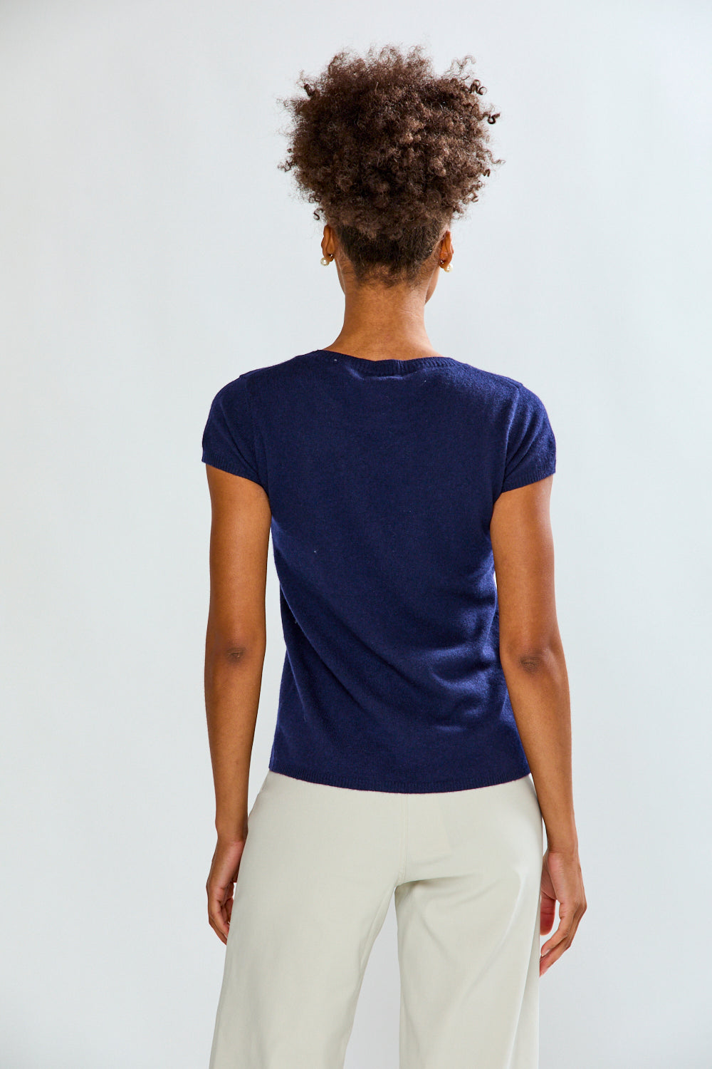 Woman wearing Cashmere Luxury Tee