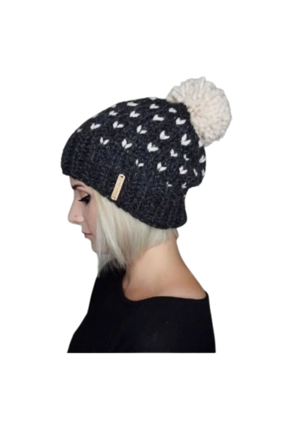 Navy/ivory handmade beanie