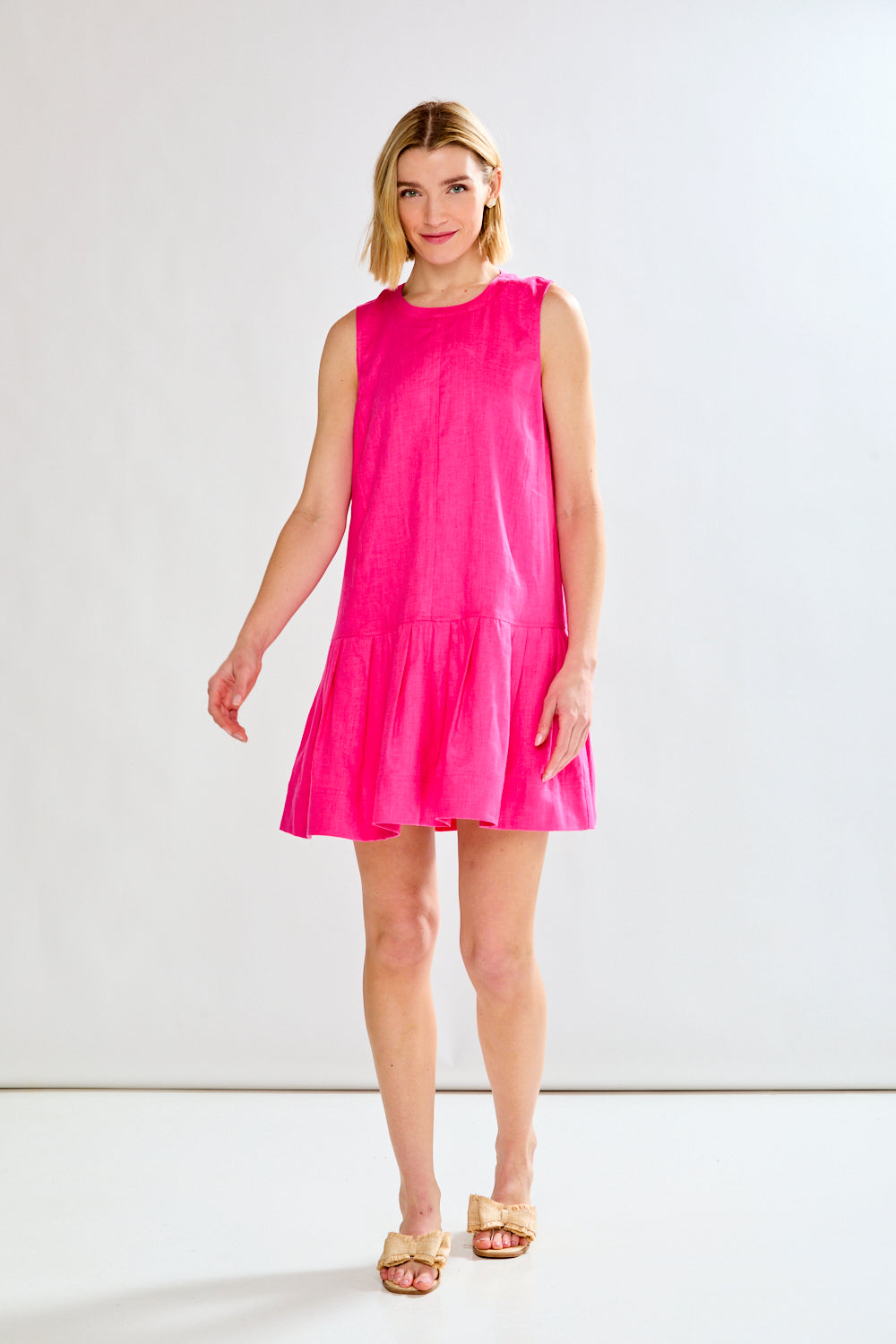 woman in linen dress