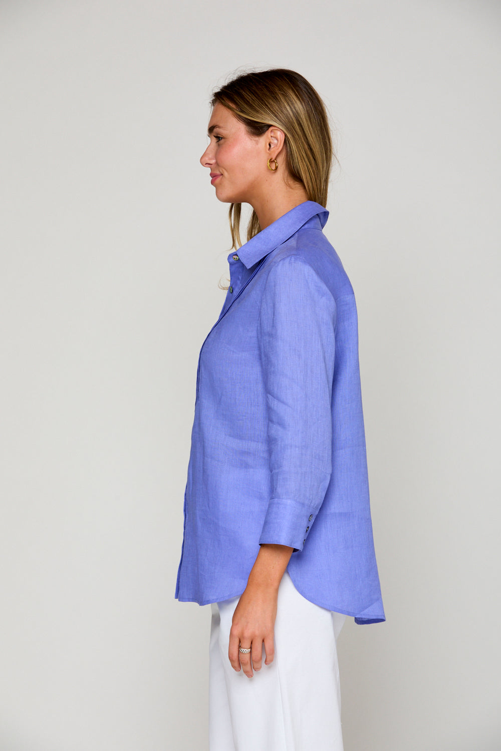 Woman in periwinkle blouse