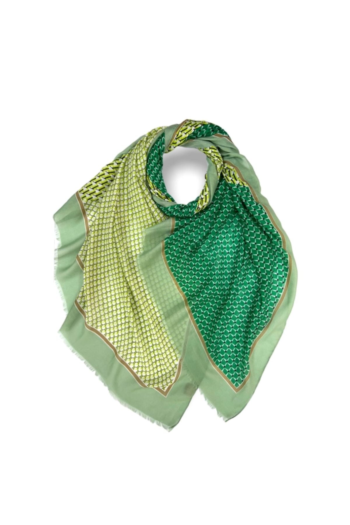 Green abstract mosaic print scarf