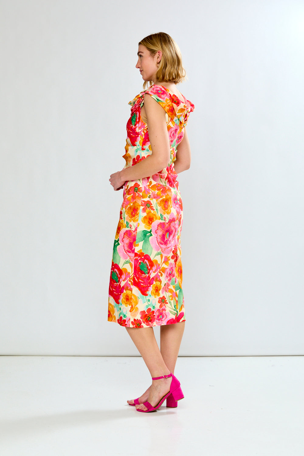 Woman in floral dress