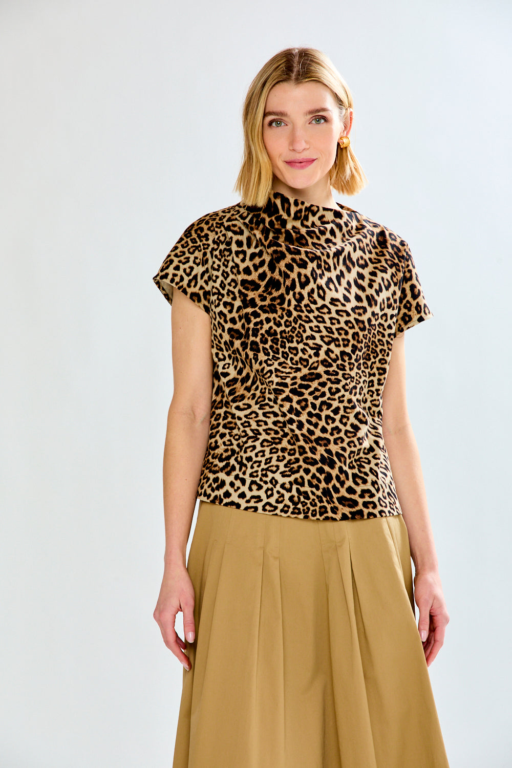 woman in leopard top