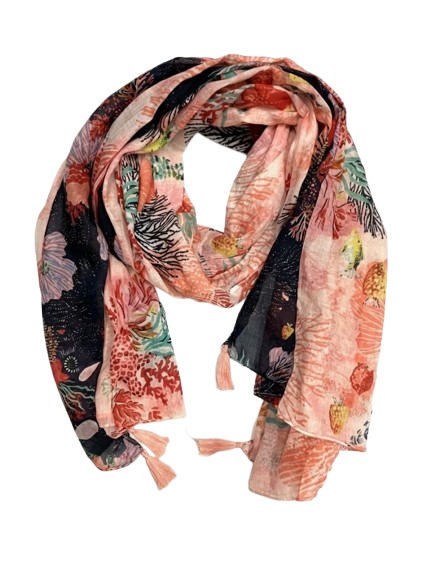 Floral patterned scarf on a white background