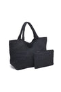 Black woven tote bag