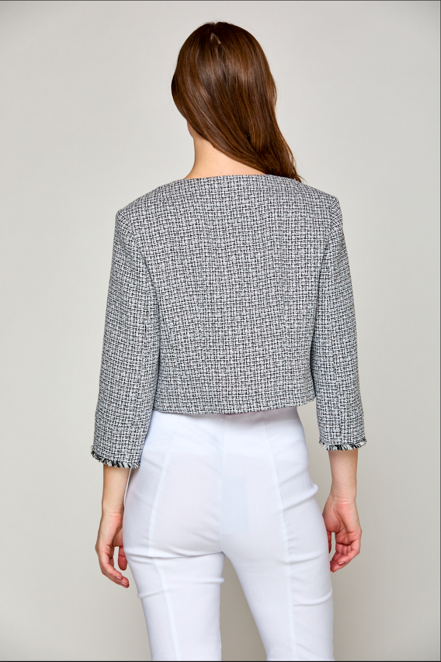 Woman in tweed jacket