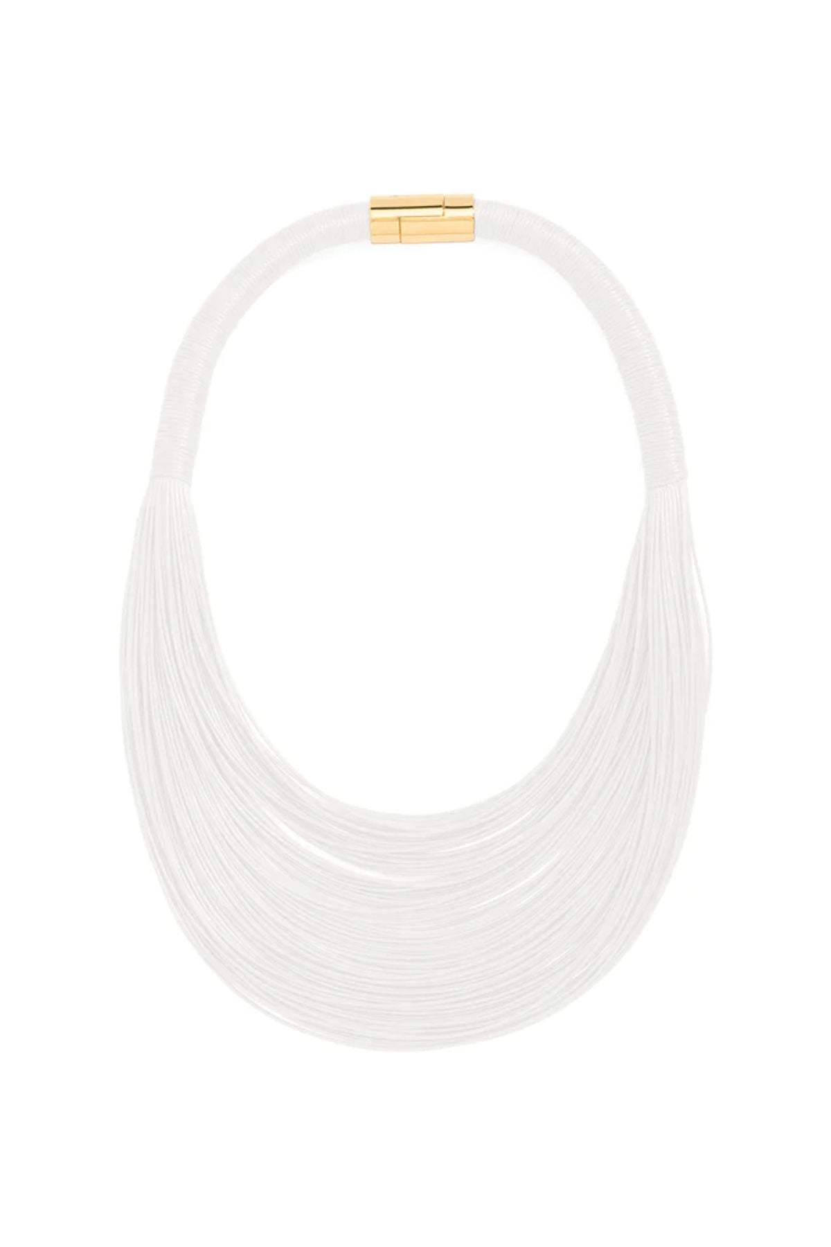 White layered leather rope collar necklace