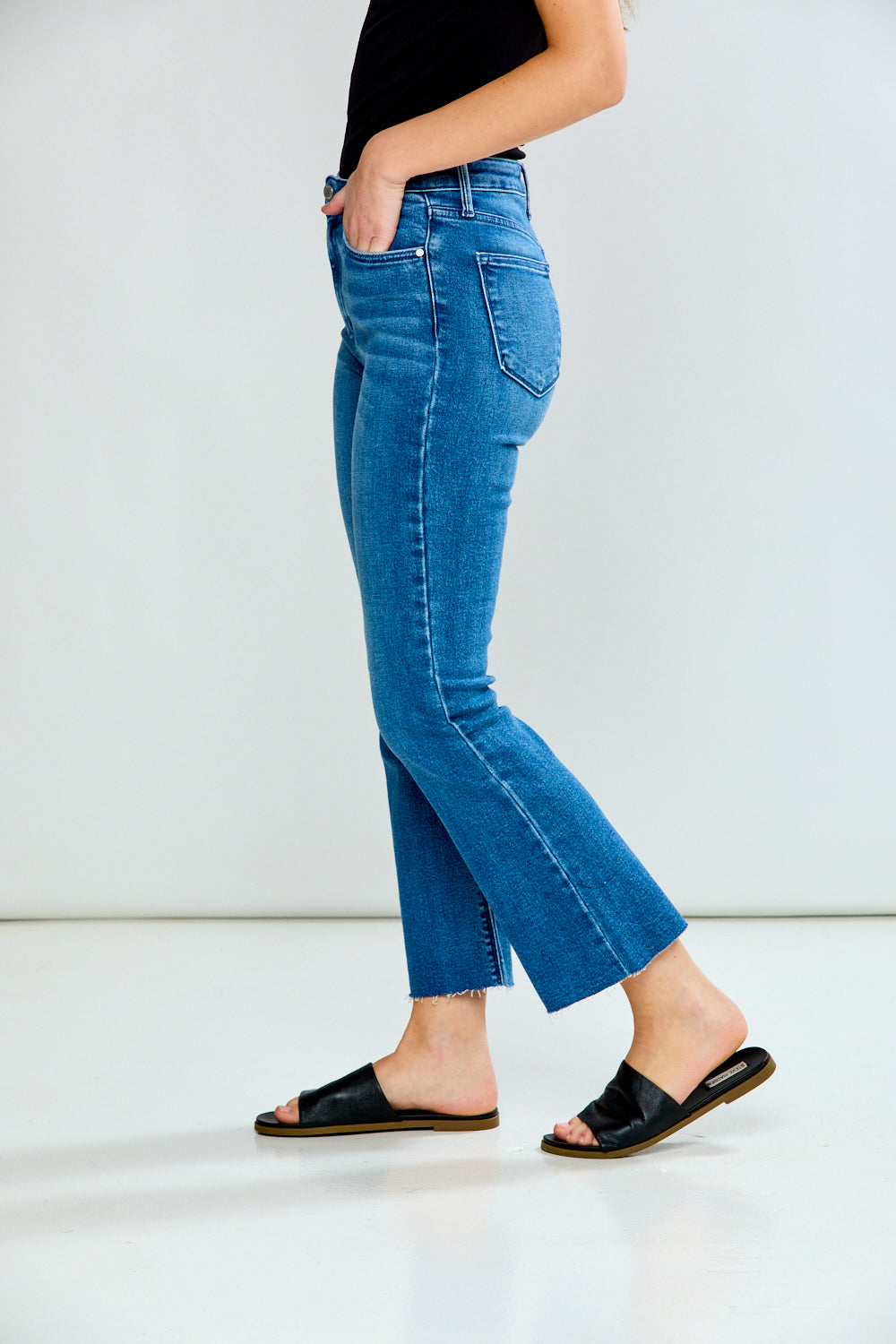 Tonal Crop Flare Denim