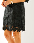 A black lace 3/4 sleeve dress 