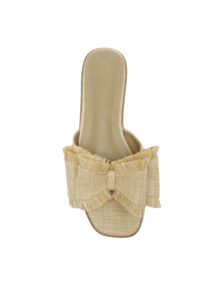 Natural raffia bow sandal 