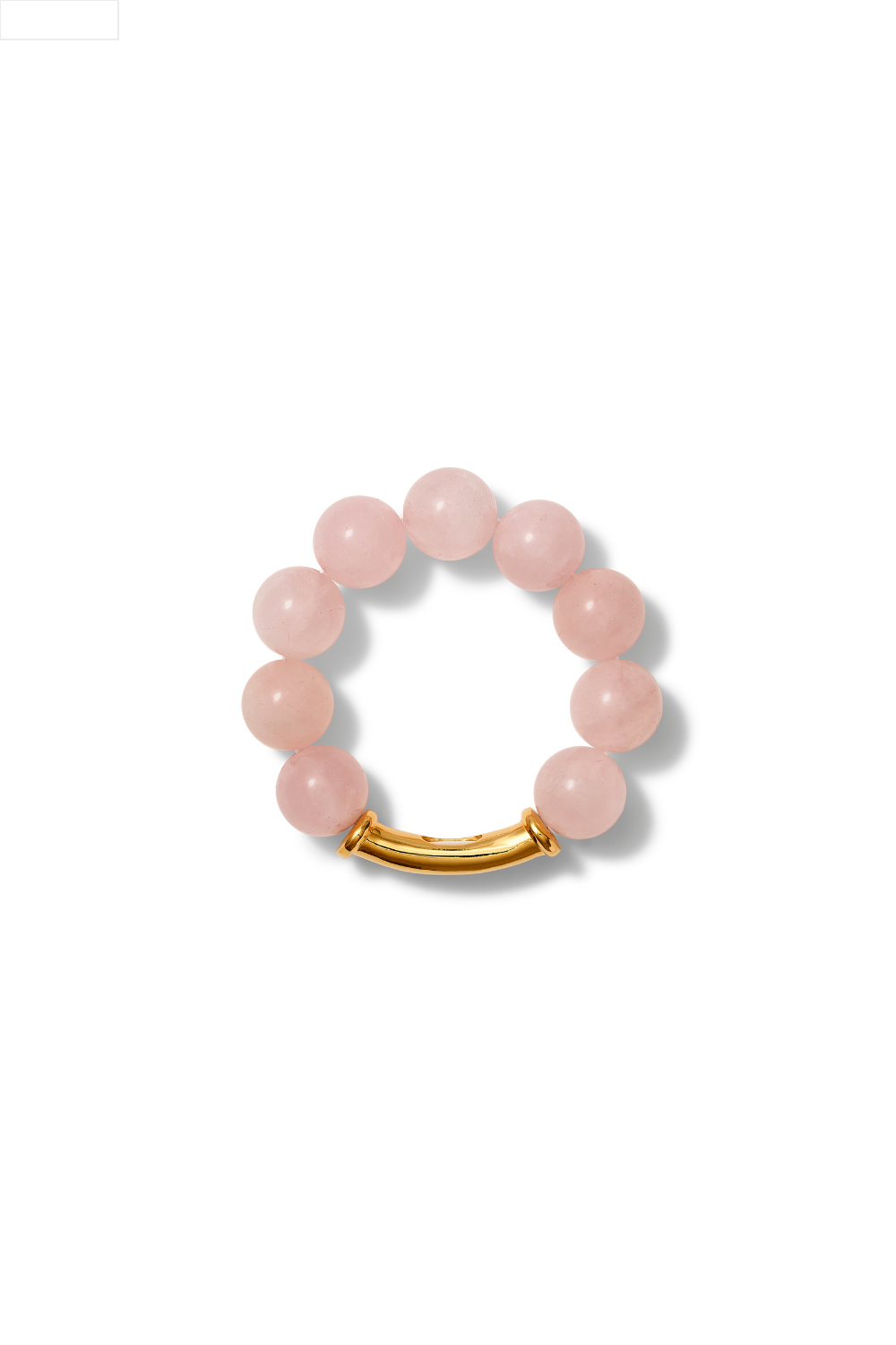 Pink beaded bracelet with gold base on a white background