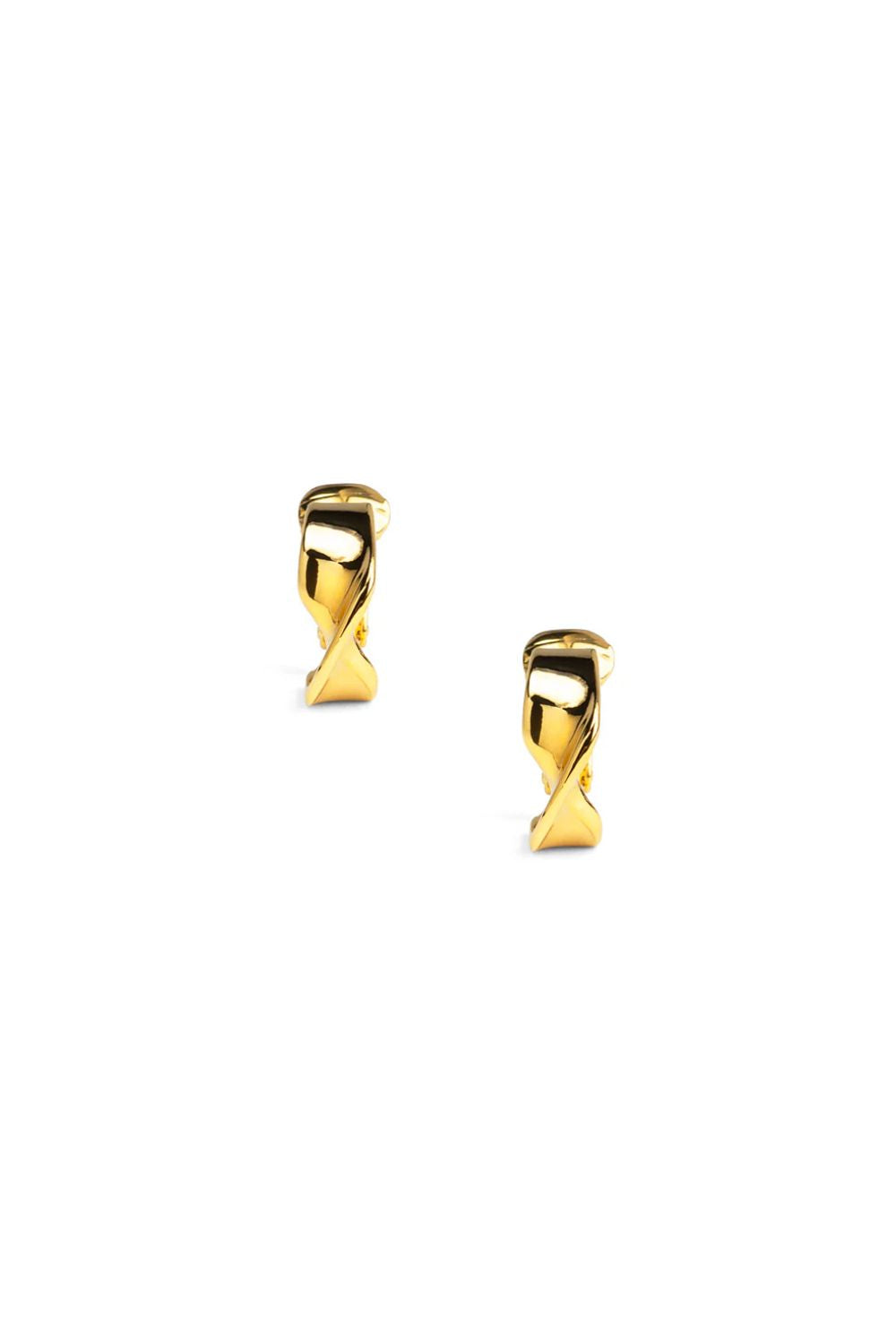 Pair of gold earrings on a white background