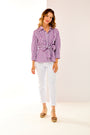 The Portia Top in Purple Stripe