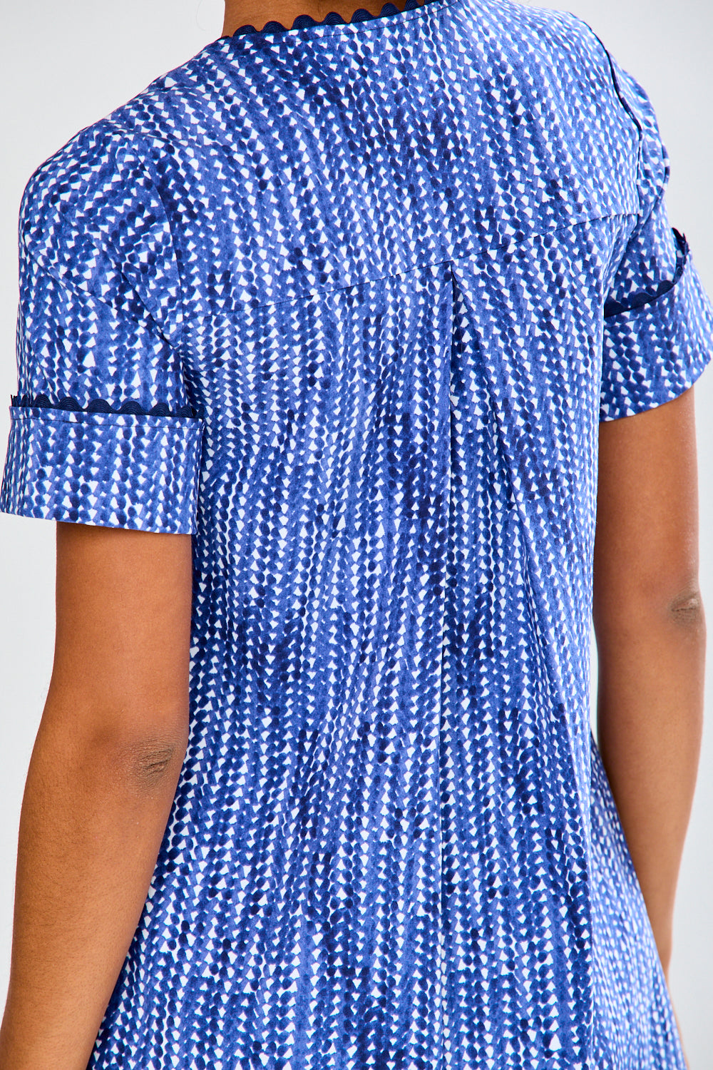 Woman wearing a blue dress 