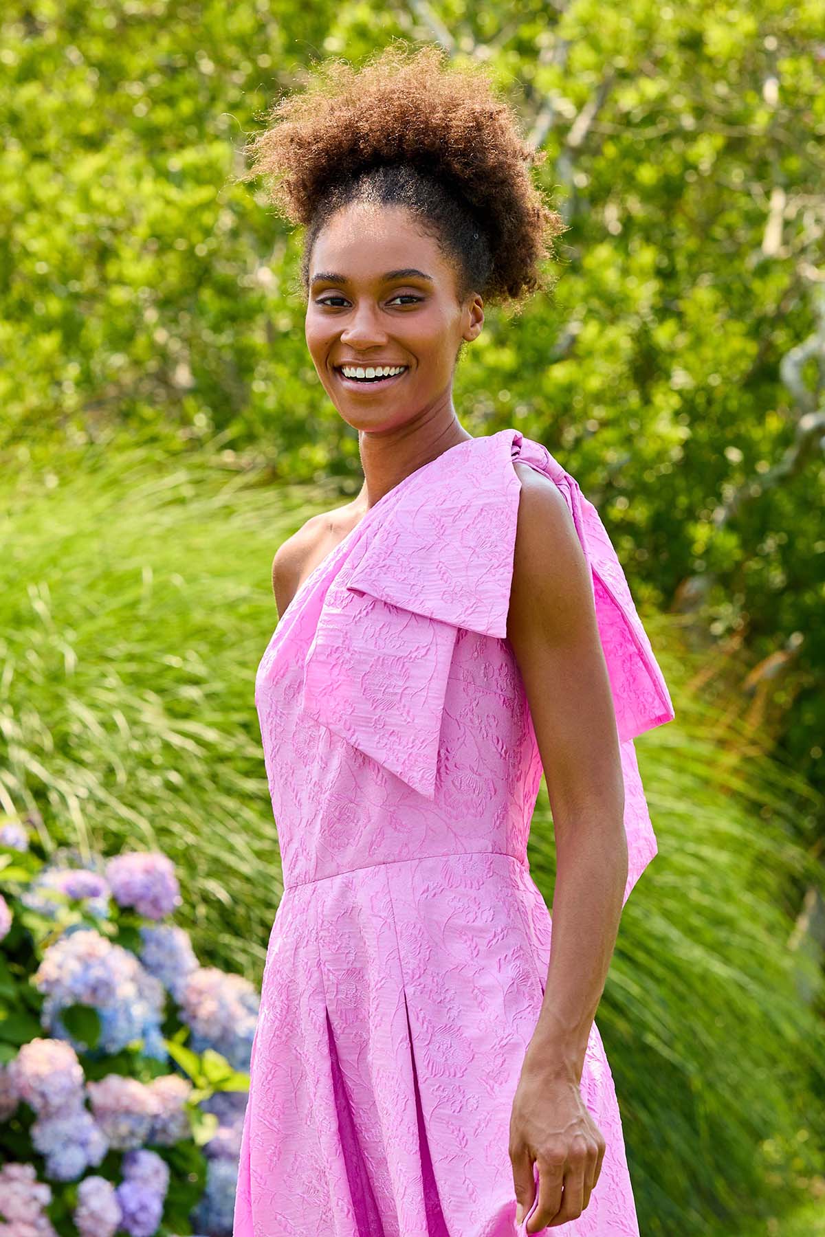 Woman in pink dress