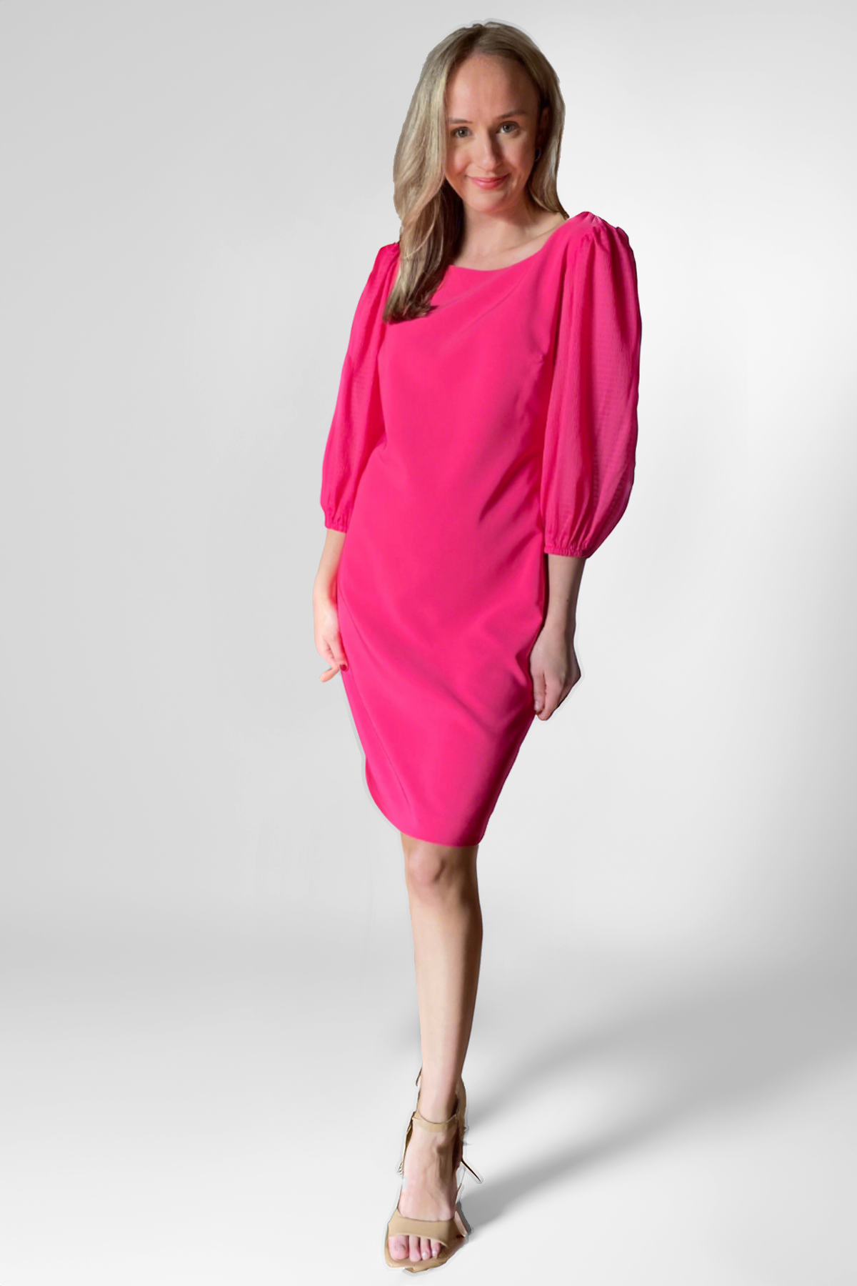 Woman wearing pink dress