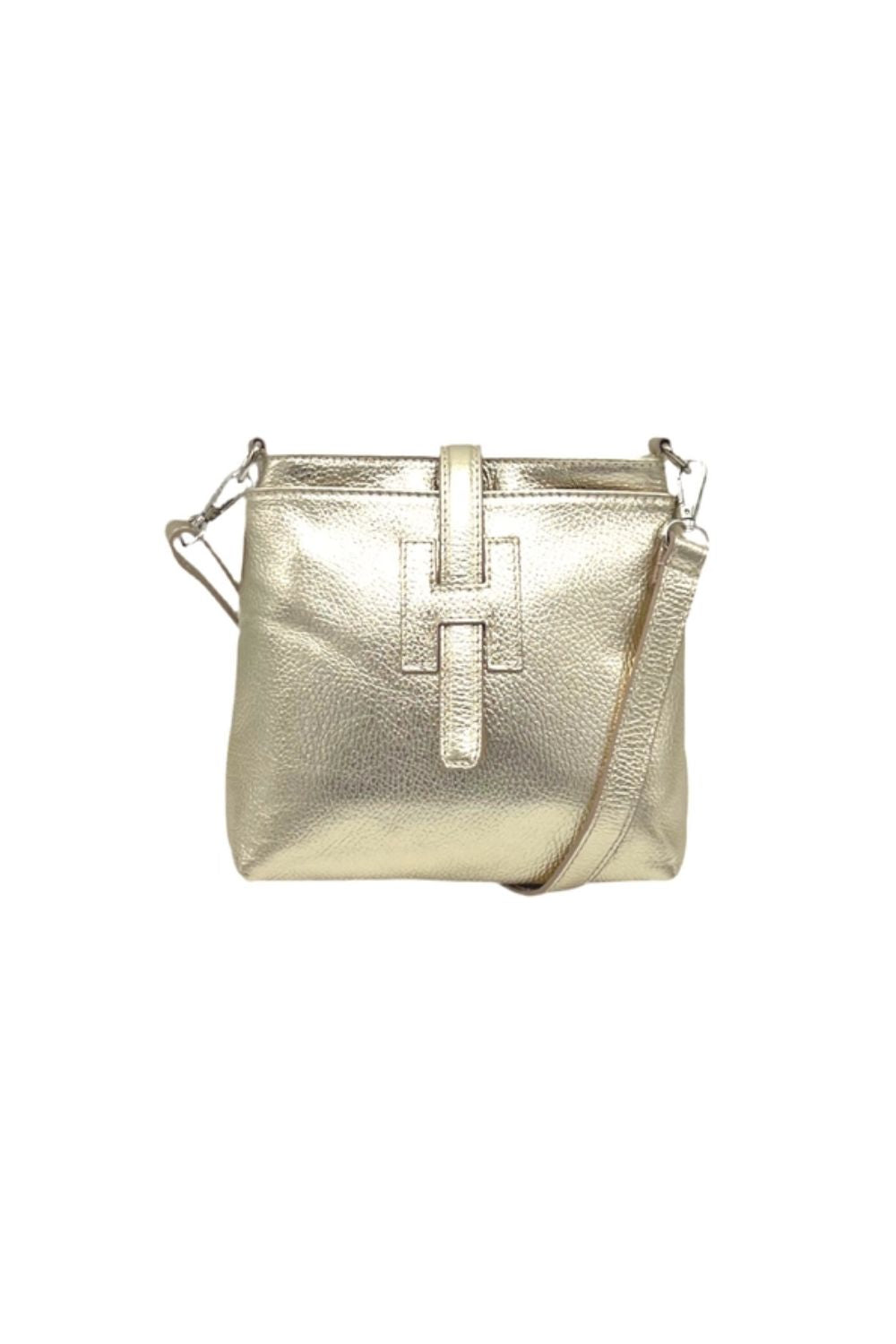 Gold laminated shoulder bag 