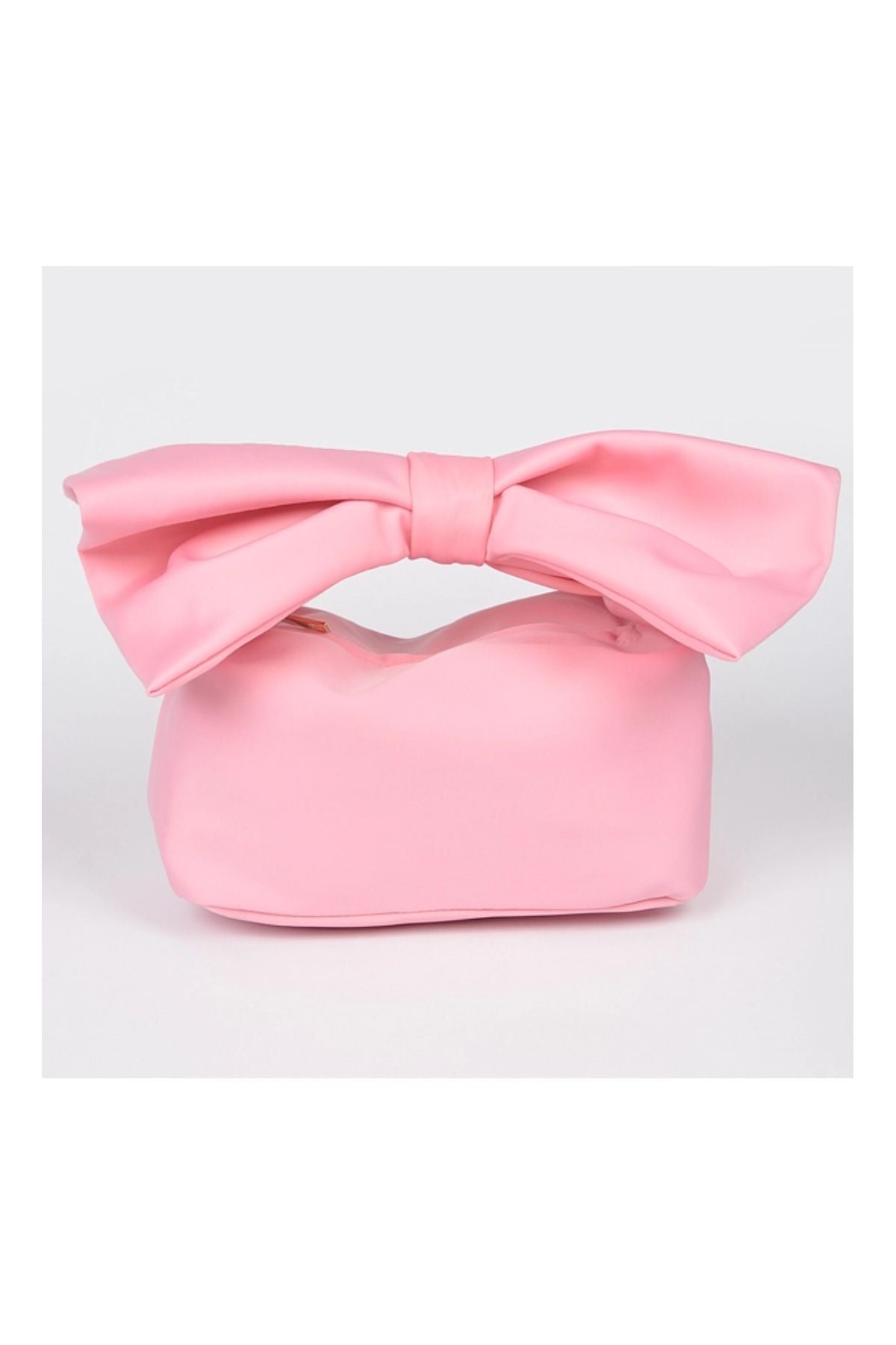 Pink bow handle clutch