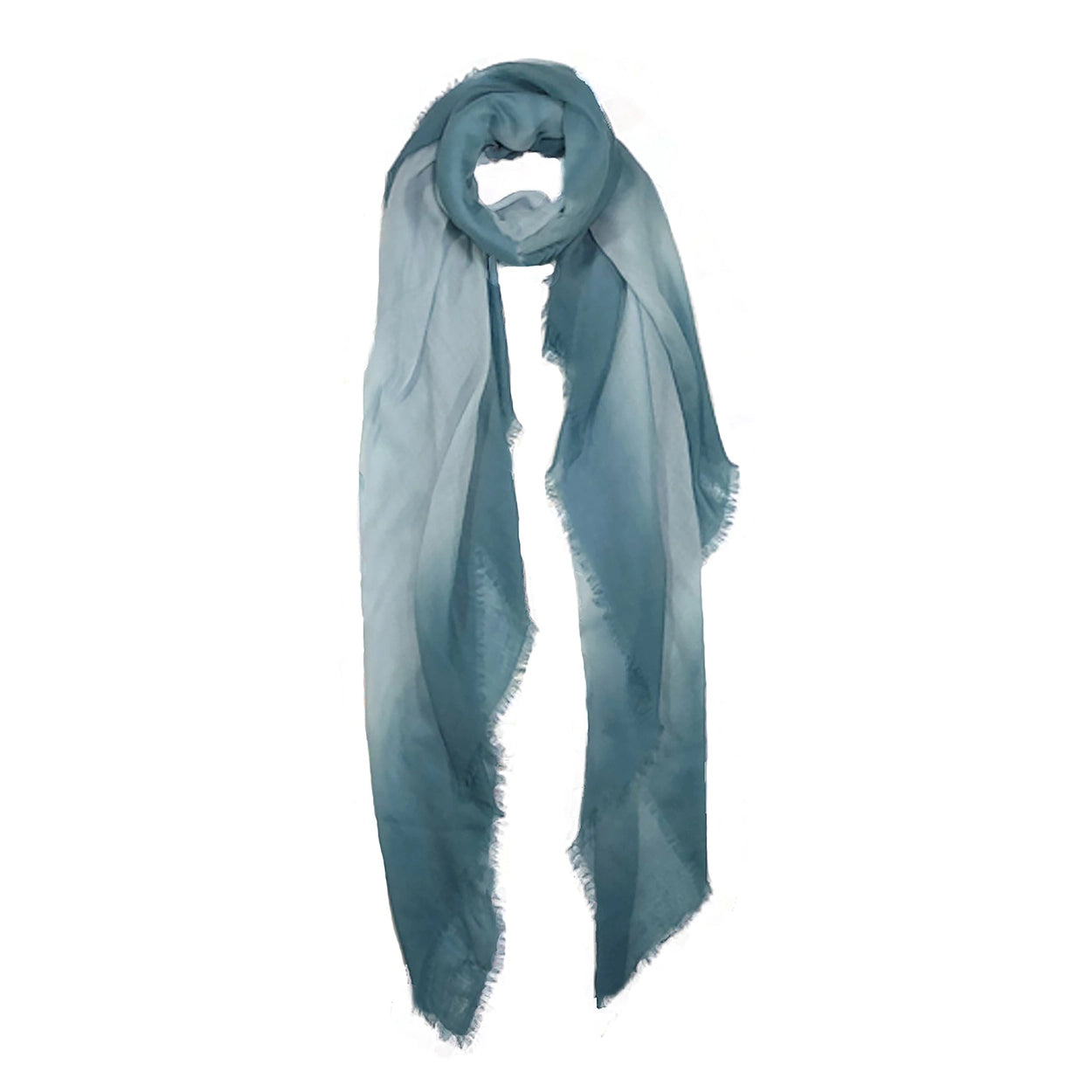 Teal scarf with a slight gradient on a white background
