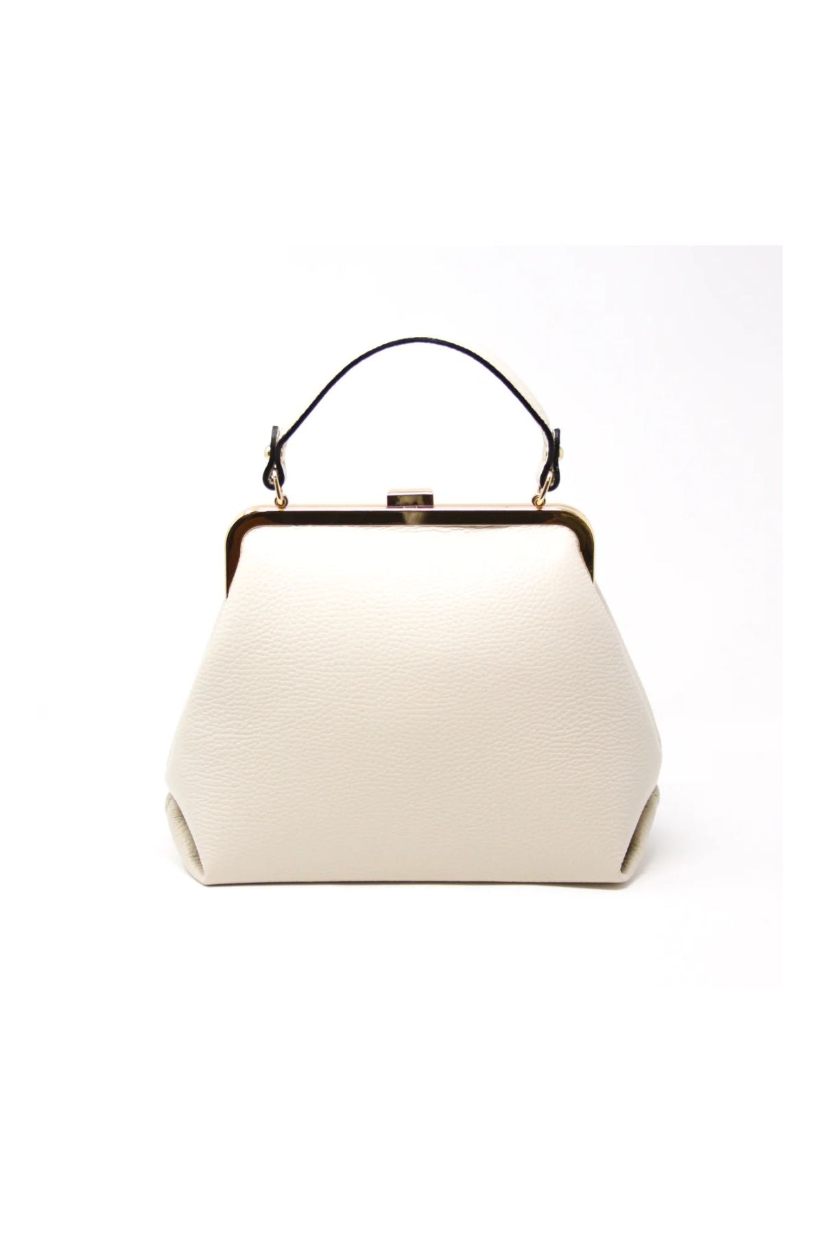 Beige leather handbag with top handle
