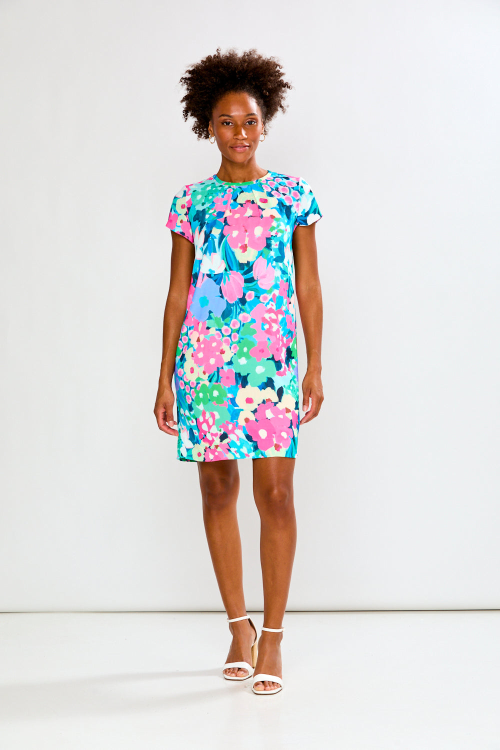 Woman wearing The Angelina Dress in Matisse Floral