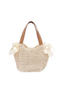 Ivory faux straw tote bag