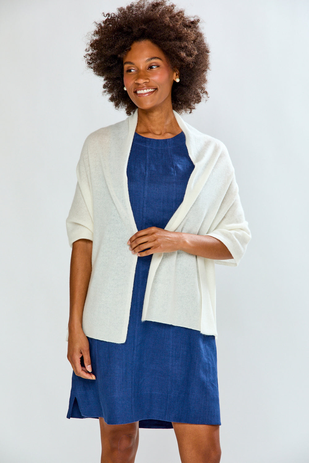 Woman in white scarf