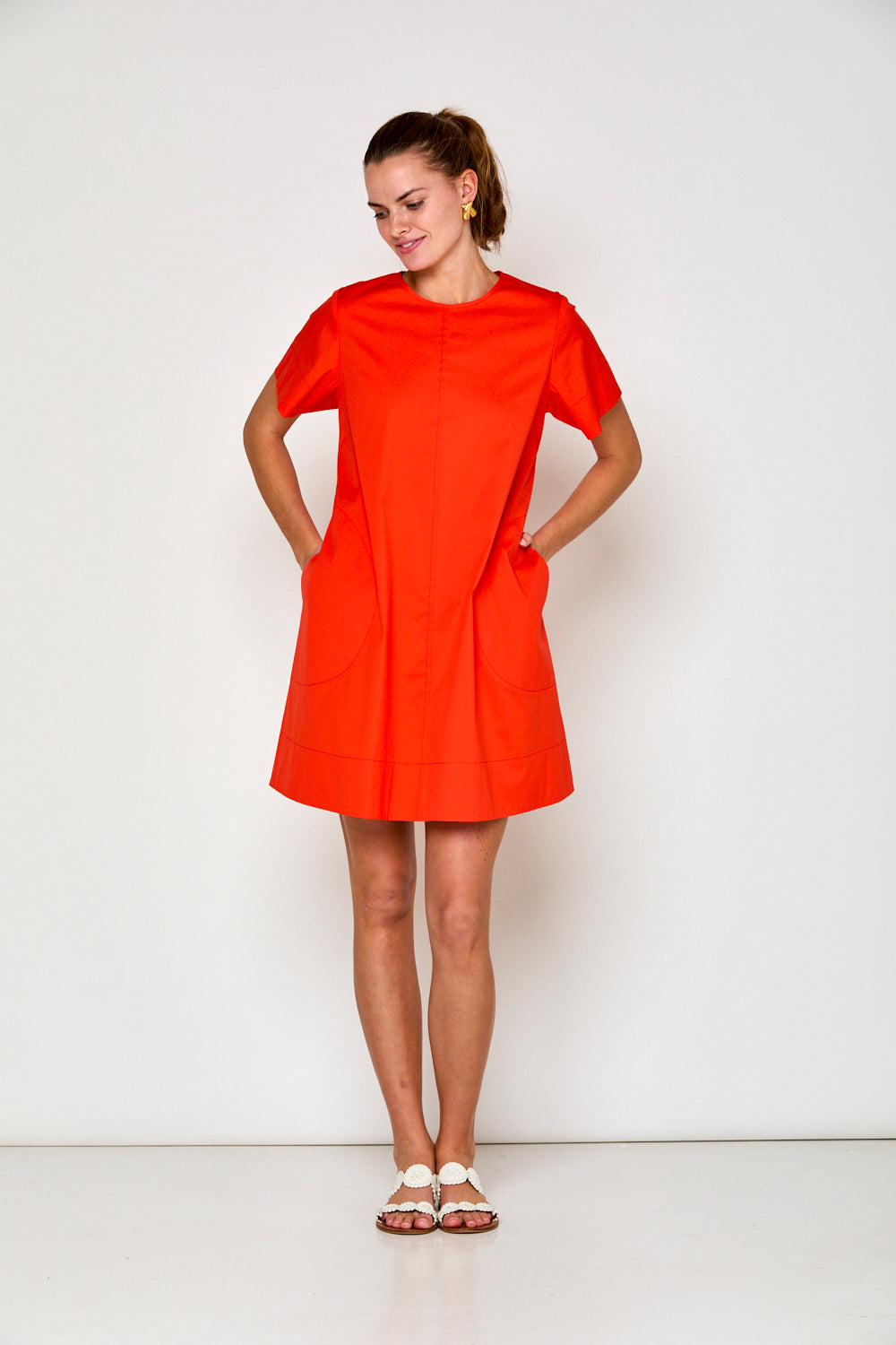 Woman in orange dress