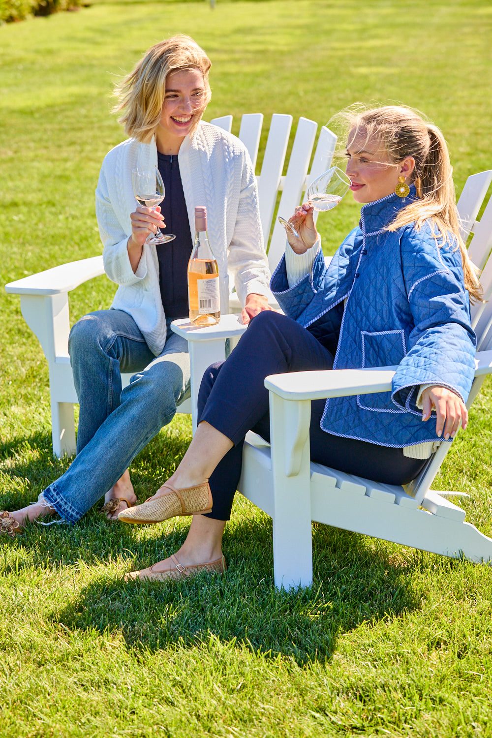 Woman with white open jacket on