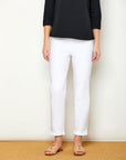 The Sheri Pant with a Mini Ruffle Hem Detail in White