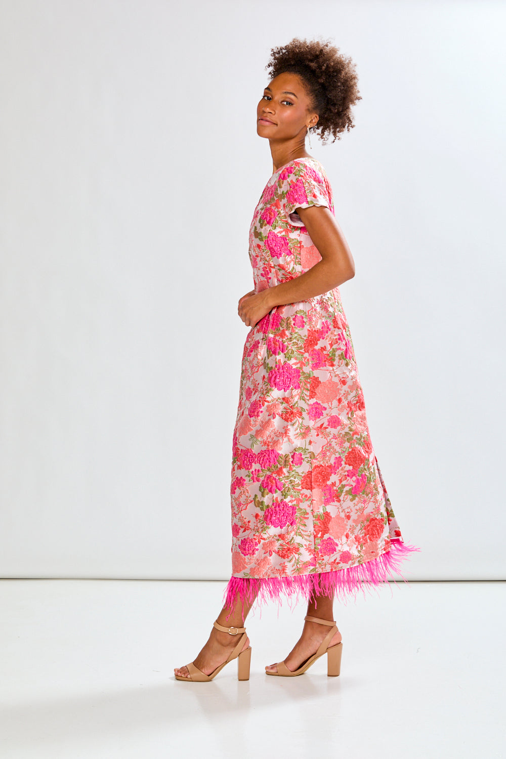 Woman in floral dress