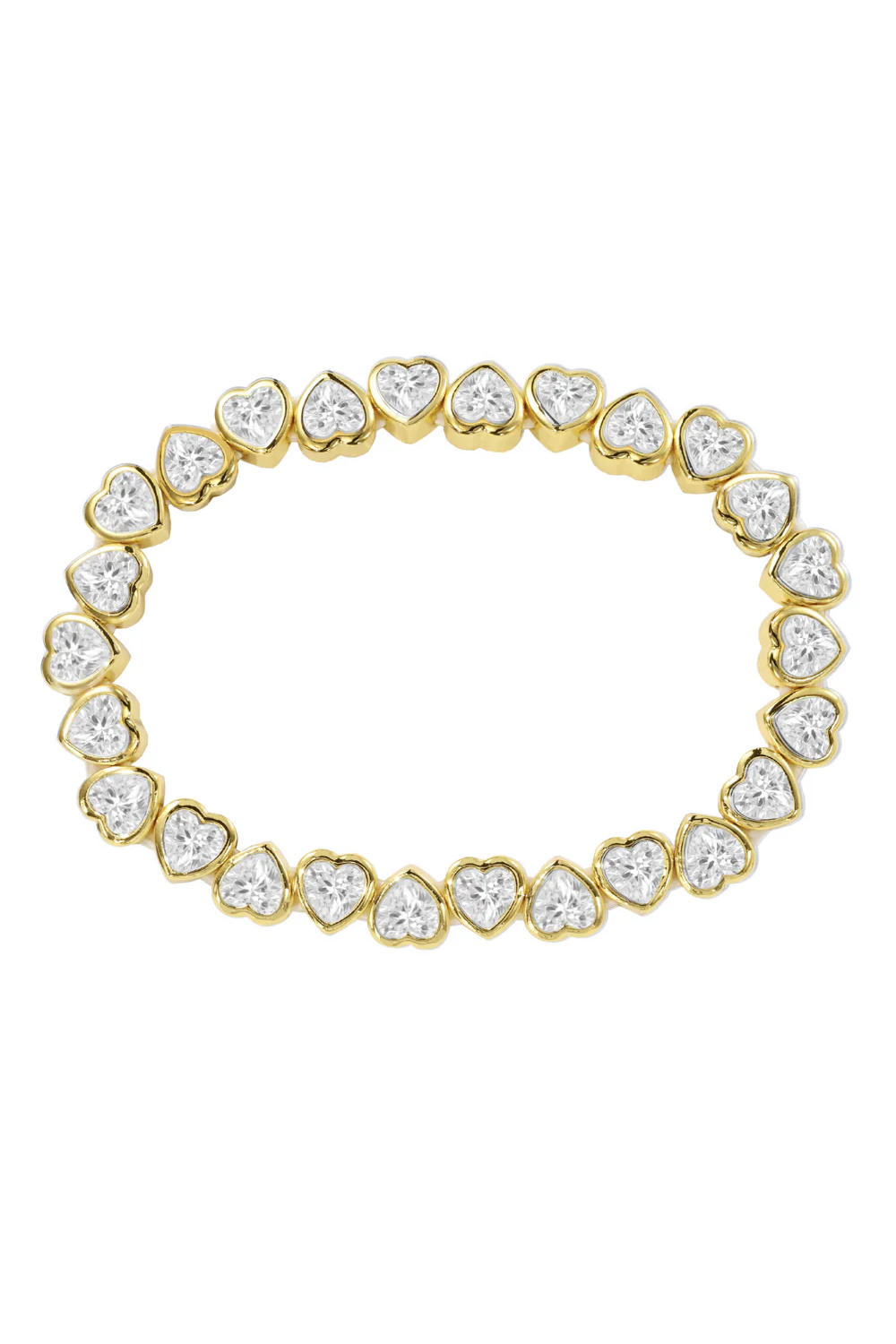 Gold ring with heart-shaped gemstones on a white background