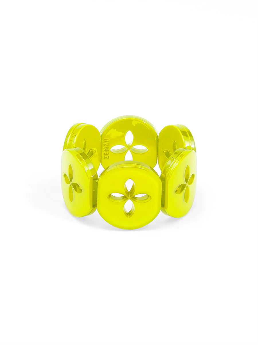 Quatrefoil Cutout Resin Stretch Bracelet