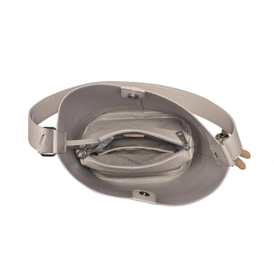 Gray waist bag with a strap on a white background