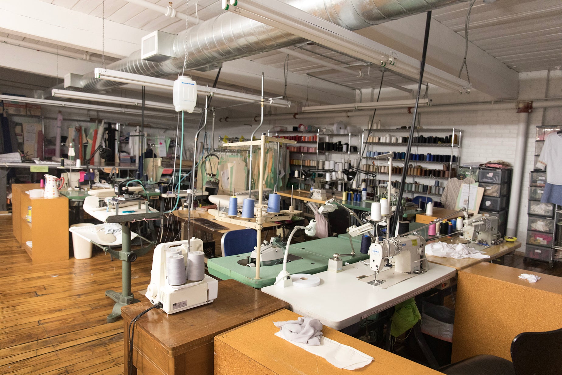 A glimpse inside the Sara Campbell sample shop in Boston.
