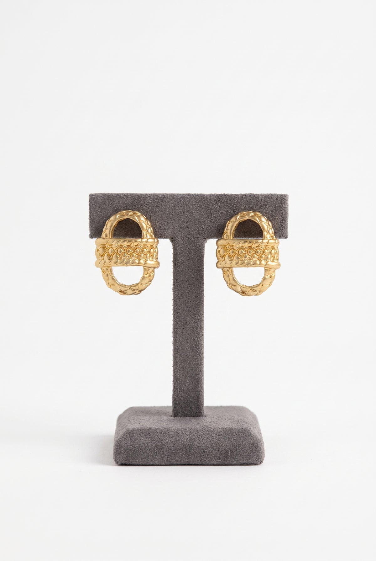 Small gold basket earrings