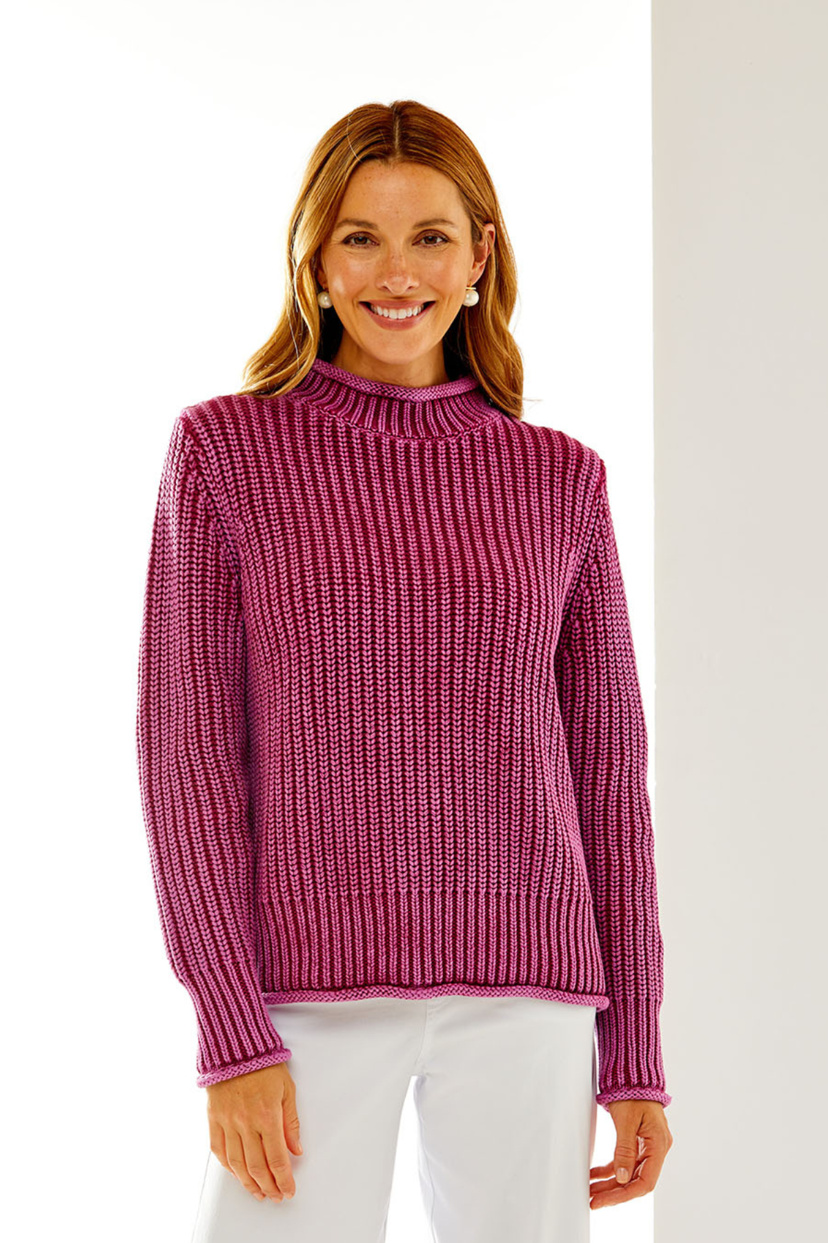 Garment Dye Mock Neck Sweater