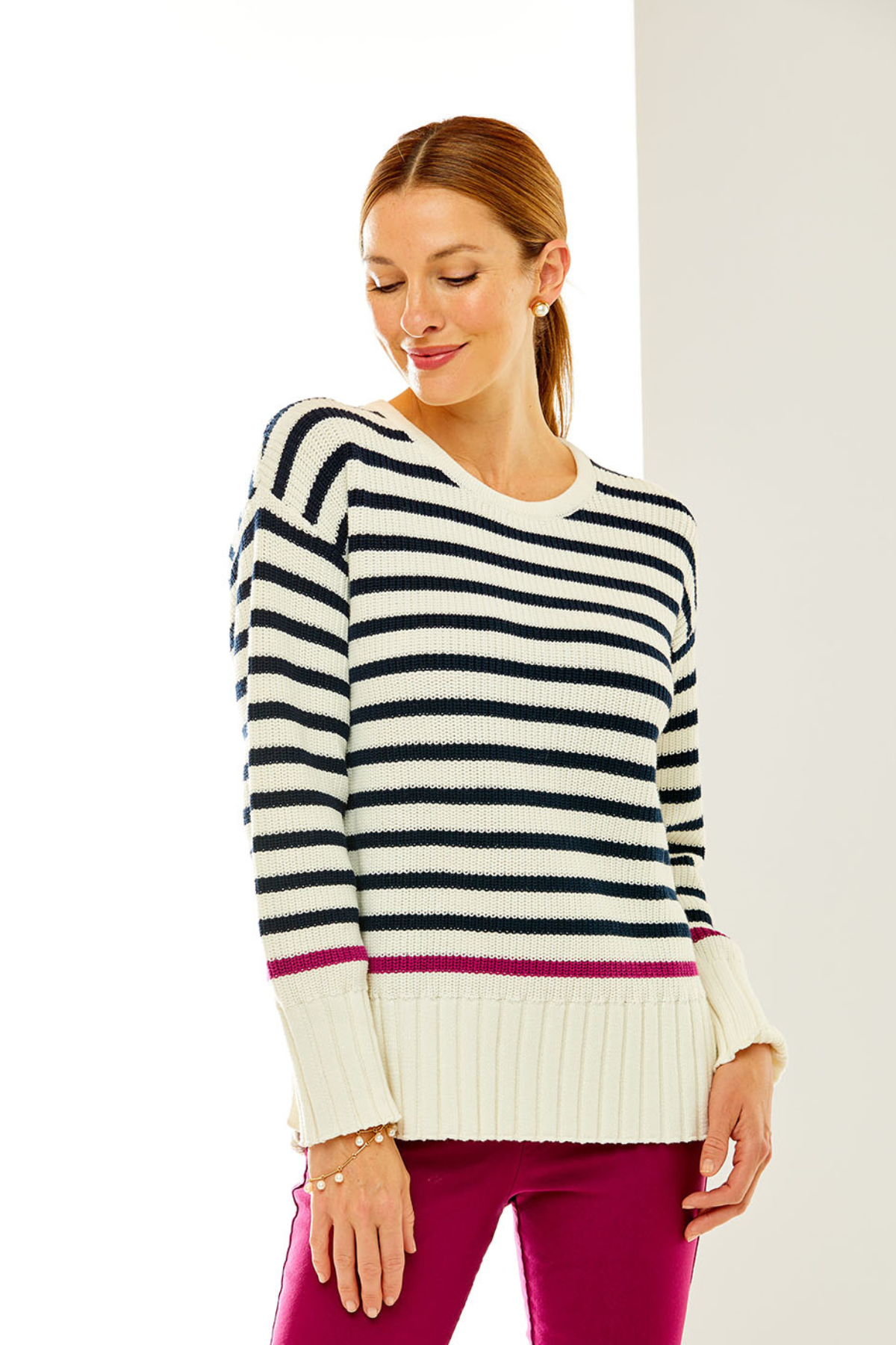 Cotton Stripe Pullover With Color