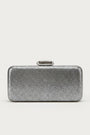 Silver clutch bag on a light gray background