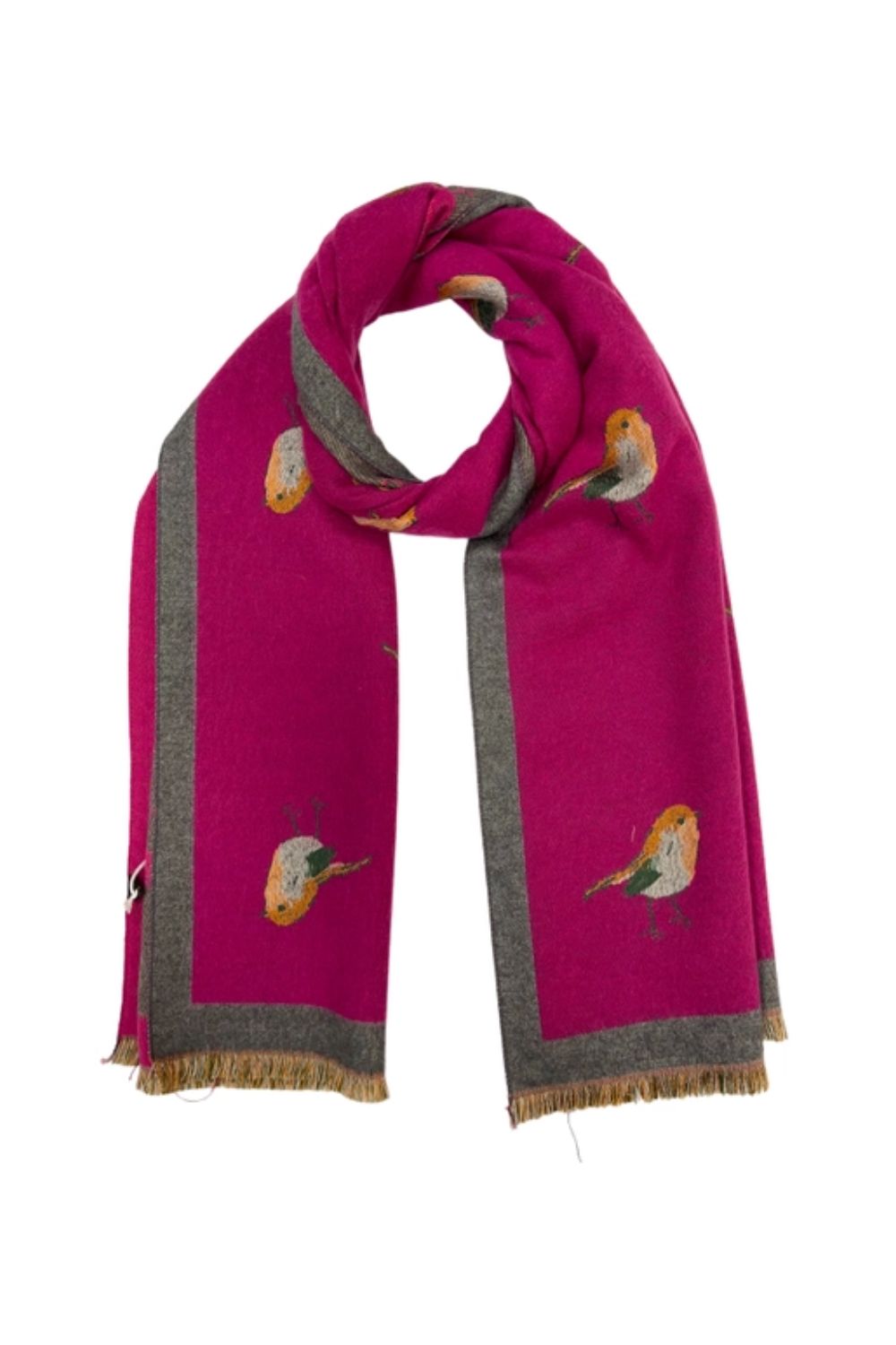 Hot pink scarf with birds