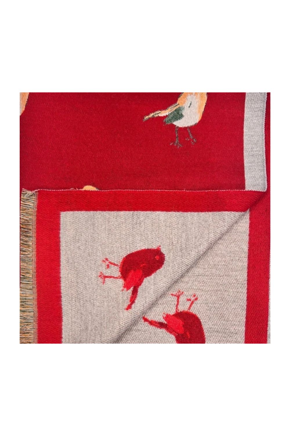 Red scarf with birds