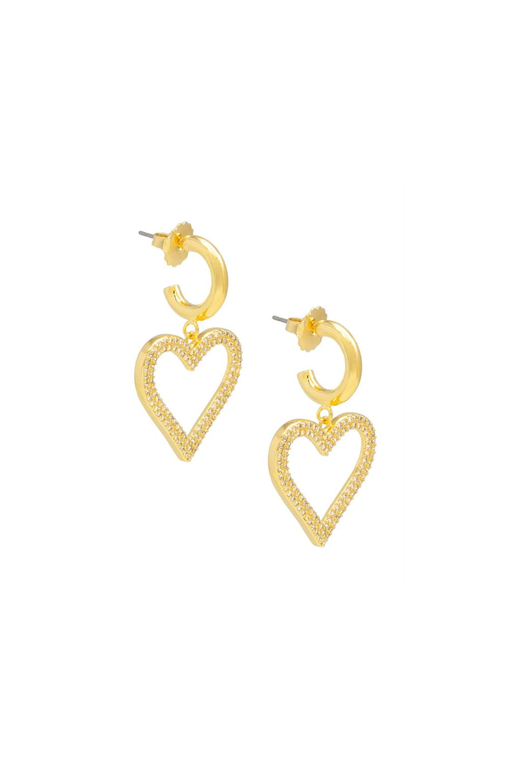 Gold heart drop earrings